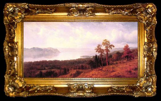 framed  Albert Bierstadt View of the Hudson Looking Across the Tappan Zee-Towards Hook Mountain, ta009-2